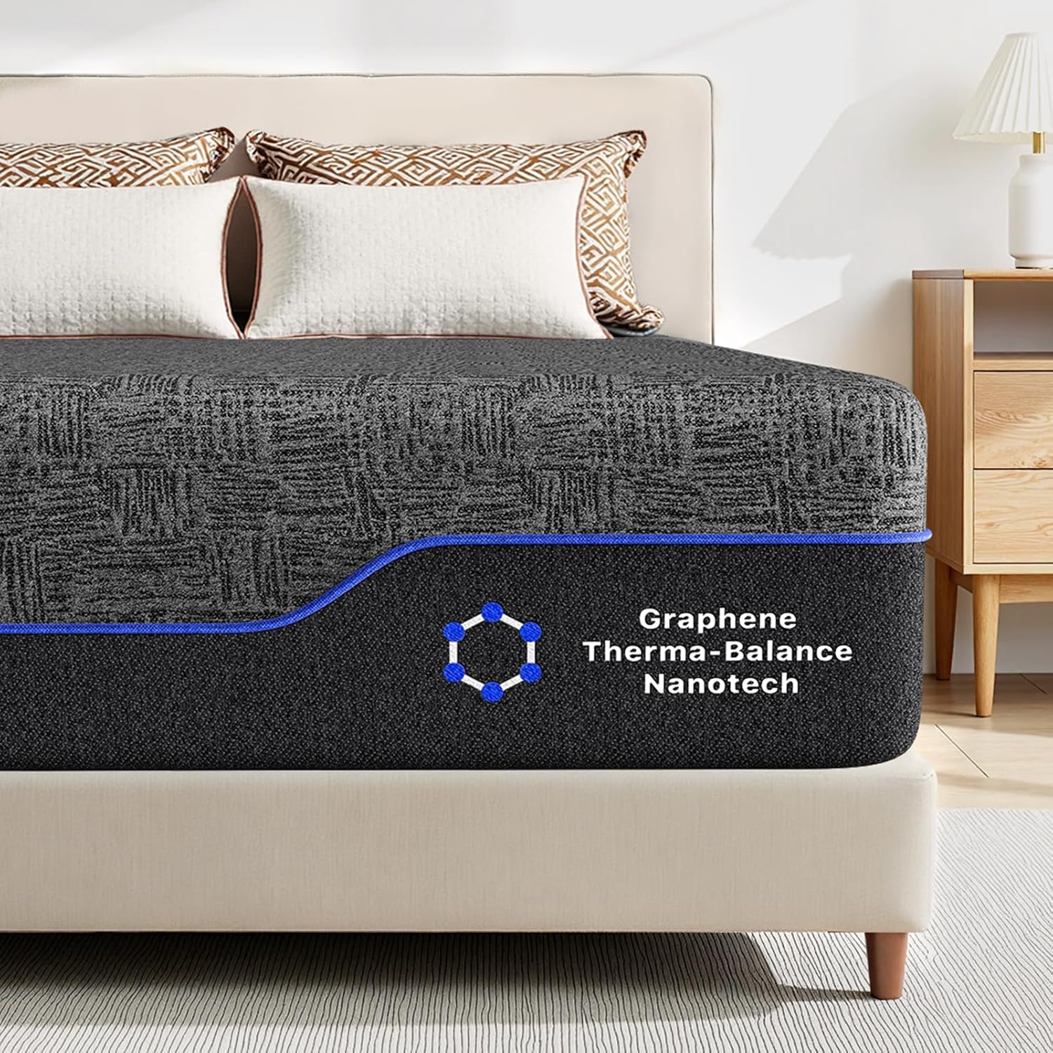 PerleCare 12 inch cooling memory foam mattress in a box with graphene cover